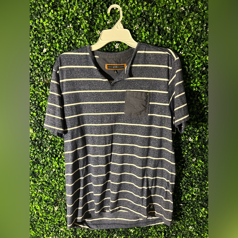 Striped pd&c white and blue shirt